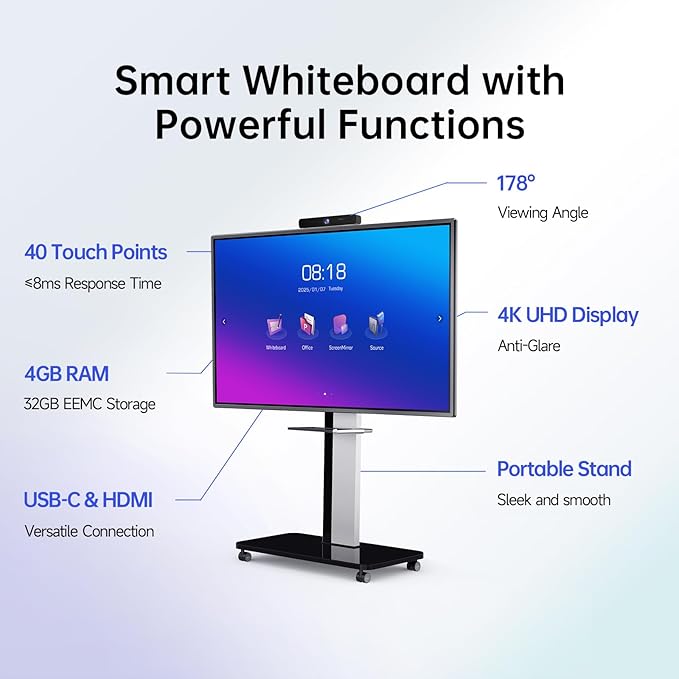 55 Inch Smart Board, Interactive Whiteboard, 4K UHD Touch Screen Digital Board - Image 2