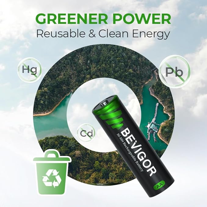 BEVIGOR Rechargeable AA Batteries, 2800mAh High Capacity Double A Batteries - Image 4