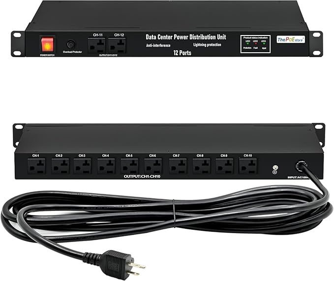 ThePoEstore 1U PDU Network Servers Surge Protector Power Distribution Unit by ThePoEstore