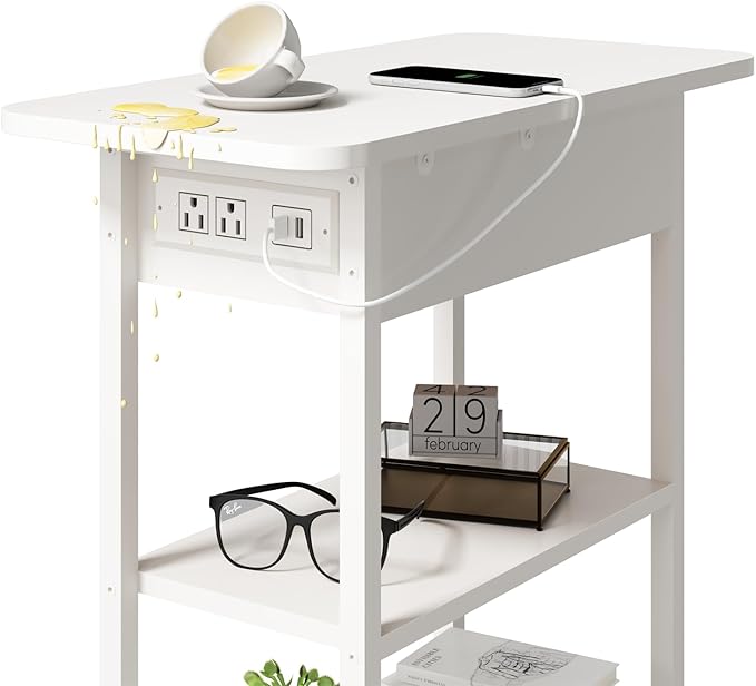 LIDYUK End Table with Charging Station, Flip Top Side Table with USB Ports and - Image 5