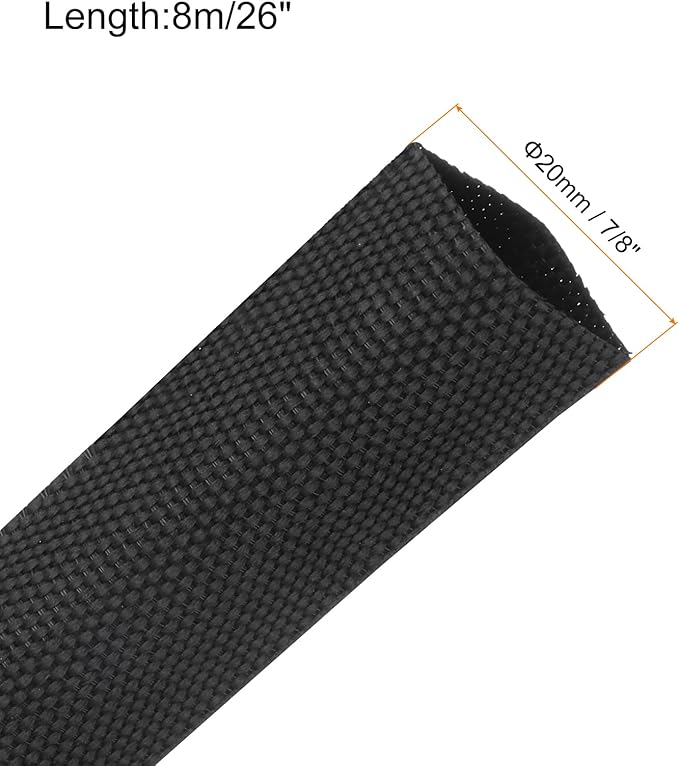 MECCANIXITY Braided Cable Sleeves Heat Shrinkable Fabric Sleeving, 7/8" 26ft - Image 2