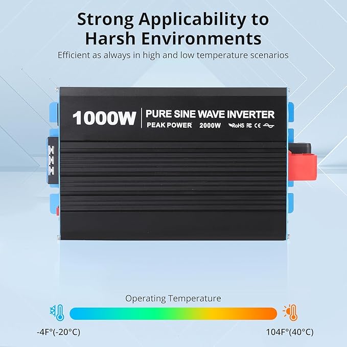 1000W Pure Sine Wave Inverter, 1 USB Port 5v/2.1a, LCD Display&Remote Controller - Image 5