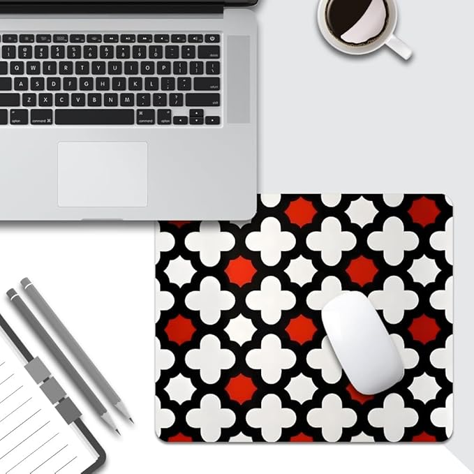 Red Lattice Tile High Contrast Square Mouse pad, Waterproof, Anti Slip Rubber - Image 5