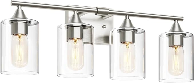 XPEHK 4-Light Bathroom Light Fixtures, Brushed Nickel Vanity Lighting Fixtures by XPEHK