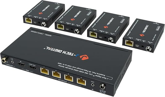 J-Tech Digital HDMI 2.0 4K 1x4 Splitter Extender Over Single Cable CAT6 by J-TechDigital