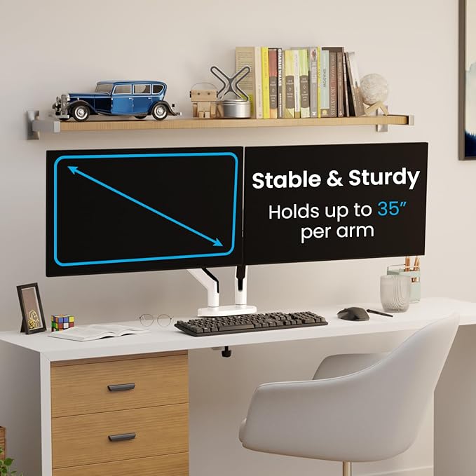 EVEO Premium Dual Monitor Mount 14"-35” Dual Monitor Arm VESA Bracket - Image 4