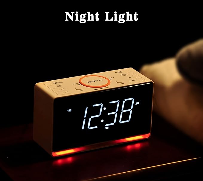 iTOMA Alarm Clock Radio, 1.4" White LED Display Clock - Image 5