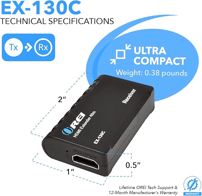 OREI 1080p HDMI Extender Over Ethernet up to 131 Feet - Image 5