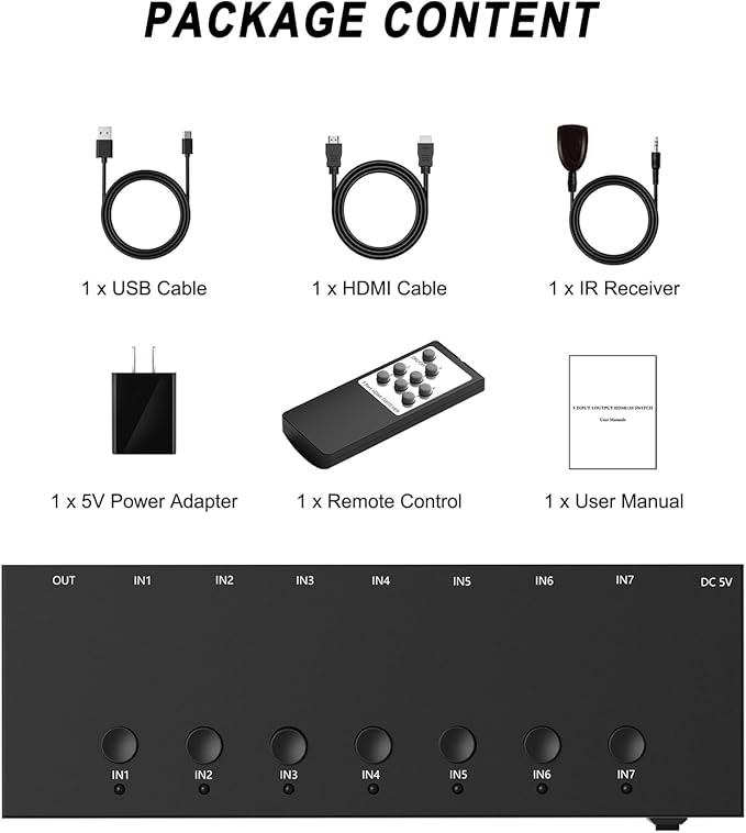 7 HDMI Converter with 4k@60Hz HDMI Switch & Infrared Remote Control - Image 6