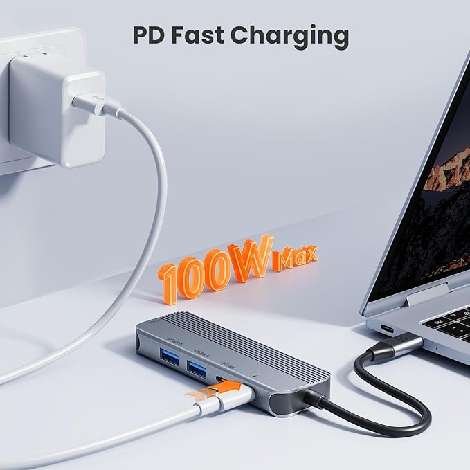 GUSGU USB C Hub with 4K HDMI, 2*USB 3.0, 5Gbps Type C Port, PD Charging 100W - Image 5