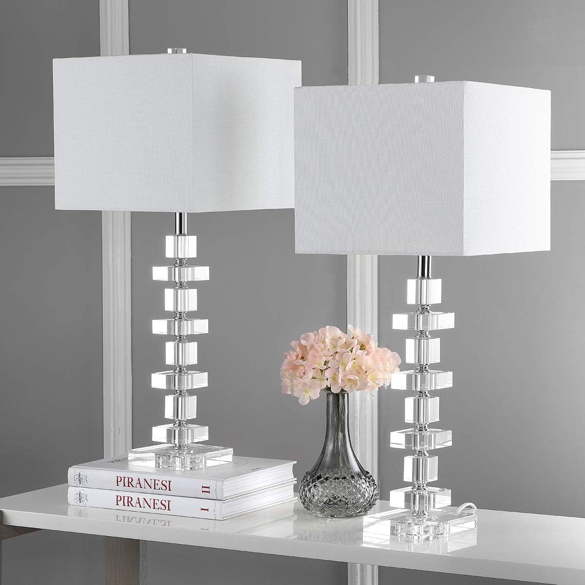 SAFAVIEH Lighting - Deco 28.5" Crystal Table Lamp Set of 2 with USB Charging Port, Chrome Bedroom Living Room Home Office Lighting, LED Bulbs Included (LIT4169A-SET2-U)