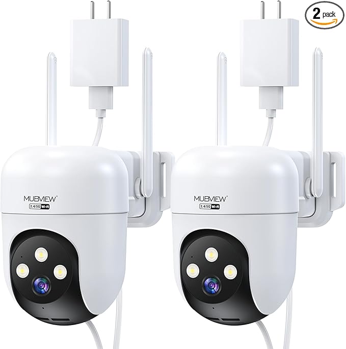 MUBVIEW 360° Security Cameras Wireless Outdoor, 24/7 Wired Outdoor Camera by MUBVIEW