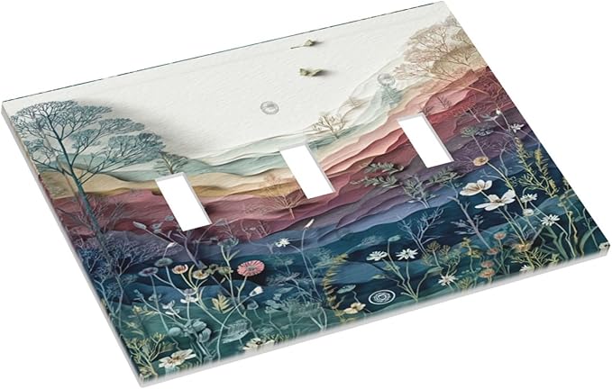 Bvtewkhz Wildflowers Rustic Flowers Floral Plants 3 Gang Triple Toggle Wall - Image 3