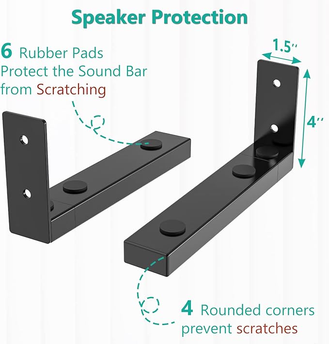 WALI Center Channel Speaker Wall Mount, Universal Soundbar Wall Mount Bracket - Image 6