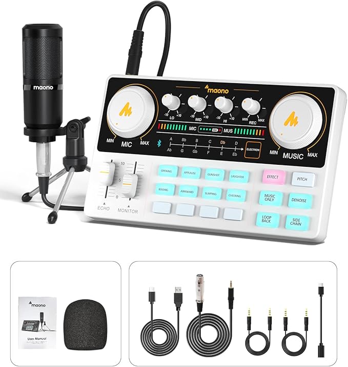 MAONO Podcast Equipment Bundle Audio mixer All-in-One Podcast Production Studio - Image 9