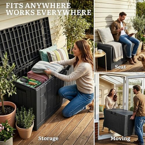 yitahome 60 gallon outdoor storage box showing dimensions