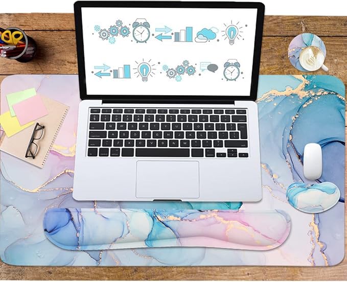 Large Mouse Pad Desk Dad, 4-in-1 Keyboard Wrist Rest Pad & Wrist Support Mouse - Image 6