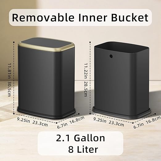 8L/2.1 Gallon Small Bathroom Trash Can - Image 6
