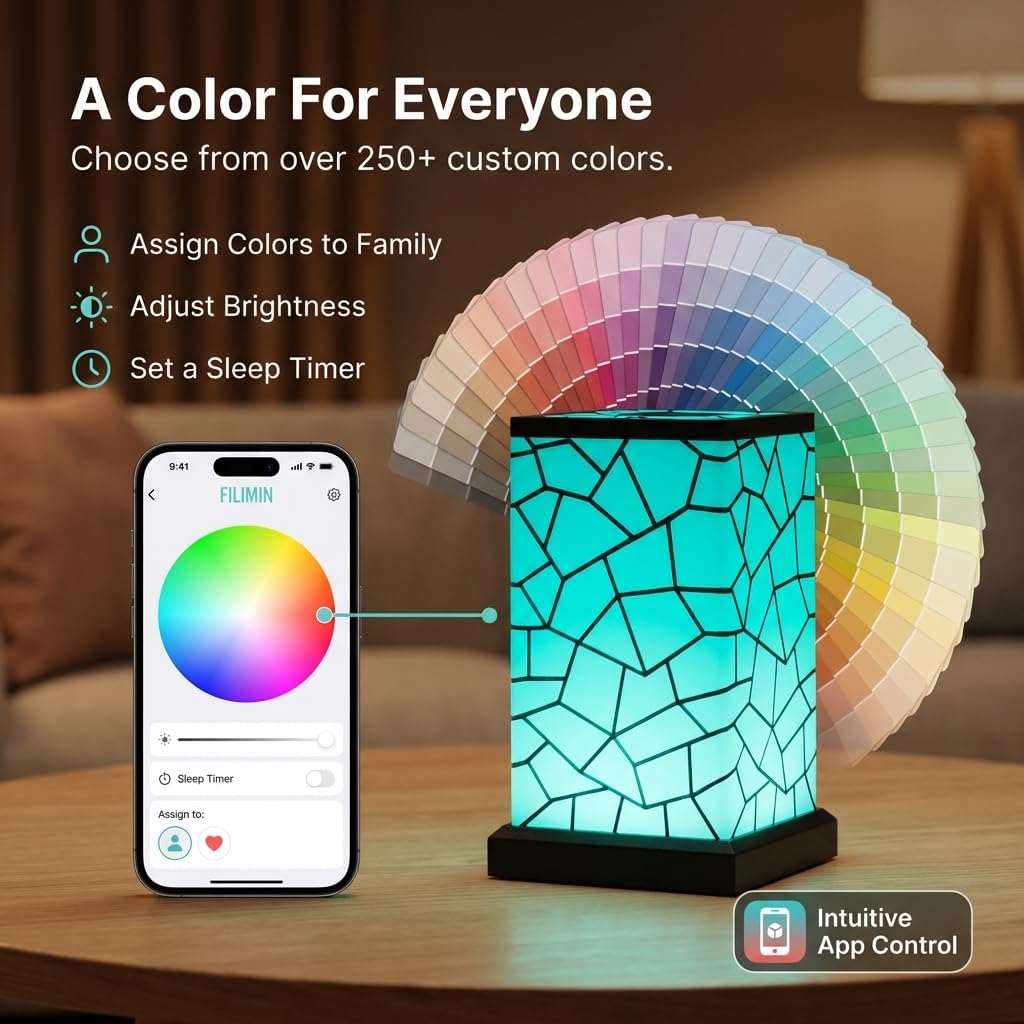 Friendship Lamp Long Distance WiFi Touch Light with Instant Sync, Easy Setup, No Subscription Required, Color-Changing LED Gift for Family, Friends & Loved Ones - 2 Sets