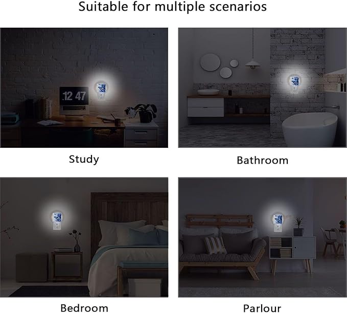 Pigsaly Led Night Light Flowers Blue Butterfly Night Light Plug in Wall Lamp - Image 6