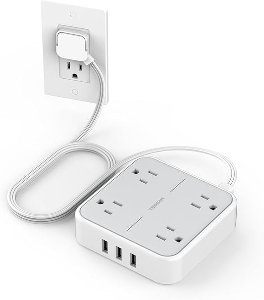 Flat Plug Surge Protector Power Strip, TESSAN 5 ft Extension Cord by TESSAN