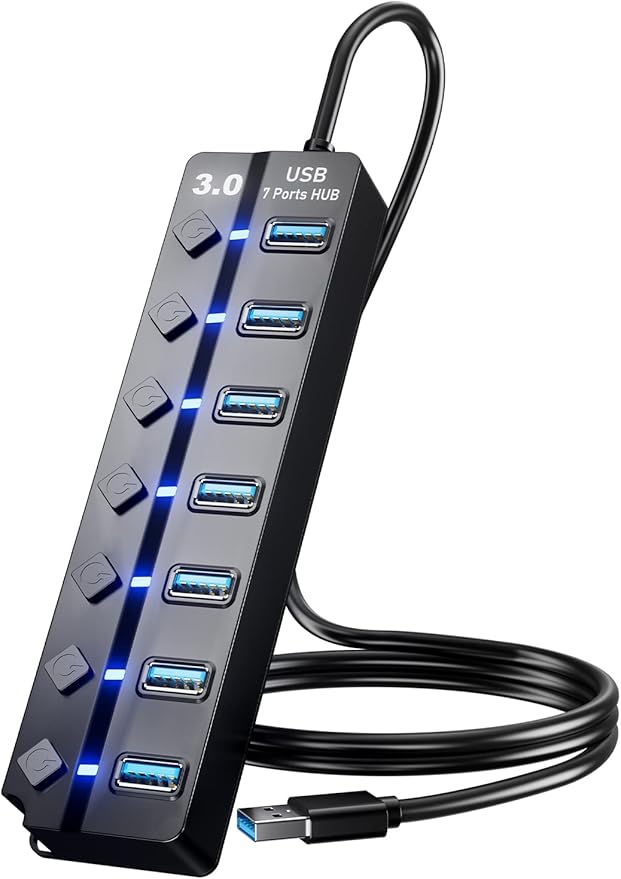 USB 3.0 Hub, PANPEO 7-Port USB Data Hub Splitter by PANPEO