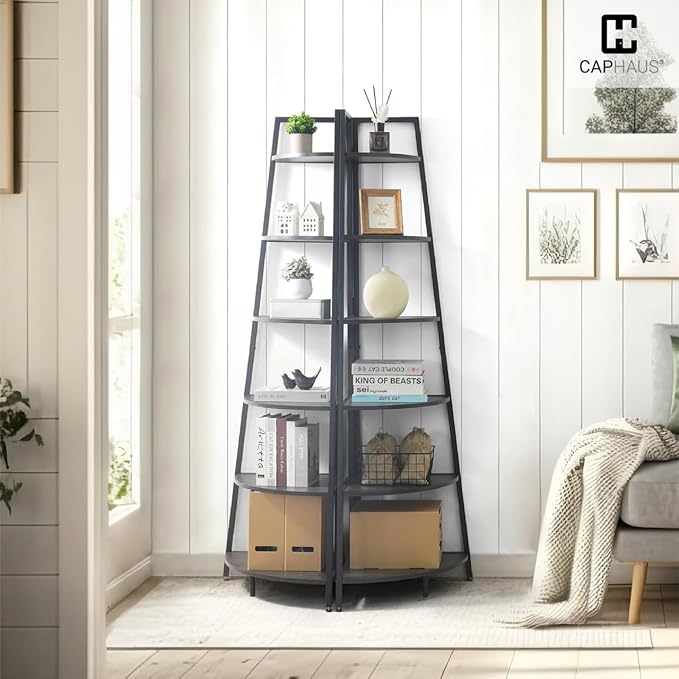 CAPHAUS Tall Corner Shelf Stand, 6-Tier Display Shelves, Ladder Corner Wood - Image 7