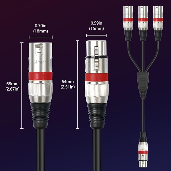 SiYear XLR Splitter Cable 3 Way - Image 4