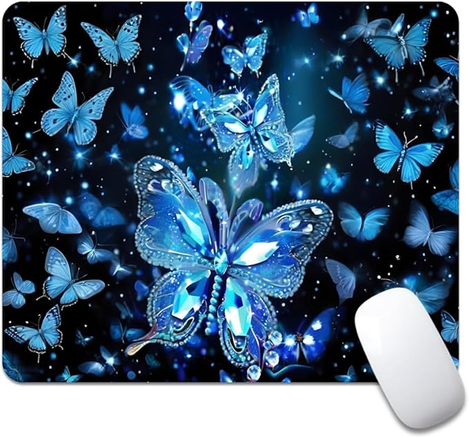 Blue Crystal Square Mouse pad, Waterproof, Anti Slip Rubber Base, Computer by Goodsprout