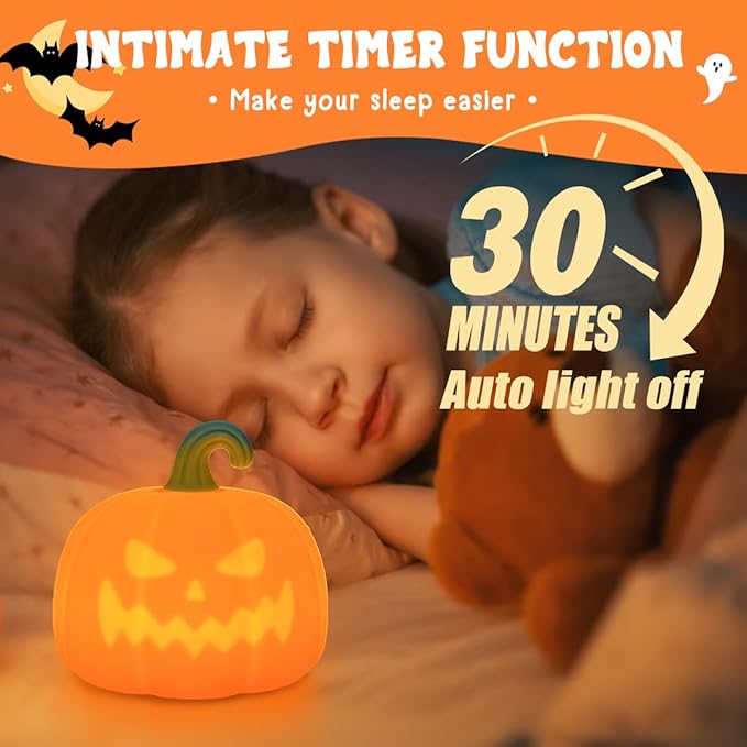 LEDHOLYT Night Light for Kids, Cute Silicone Nursery Pumpkin Lamp for Baby and - Image 5