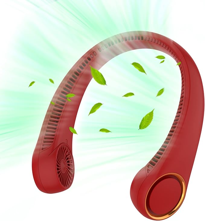 Portable Neck Fan, Hands Free Bladeless Fan, 360° Cooling Personal Fan by penkou
