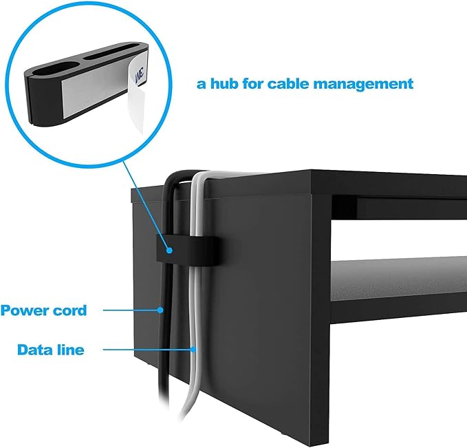 BONTEC Wood Monitor Stand Riser, 2-Tier Desktop Organizer - Image 5