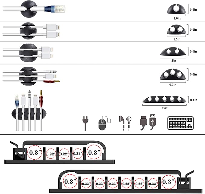 N NOROCME 192 PCS Cable Management Kit 4 Wire Organizer Sleeve, 11 Cable Holder - Image 4