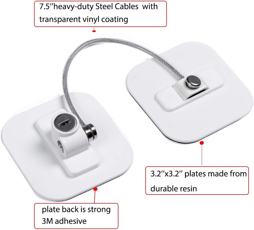 Fridge Lock,Refrigerator Locks,Freezer Lock with Key for Child Safety,Locks to Lock Fridge and Cabinets,White Fridge Lock