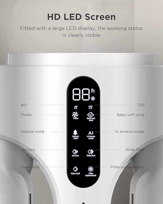 AIRMATE Air Purifier Bladeless Tower Fans, 1500CFM Large Air Volume, 28ft/s - Image 7
