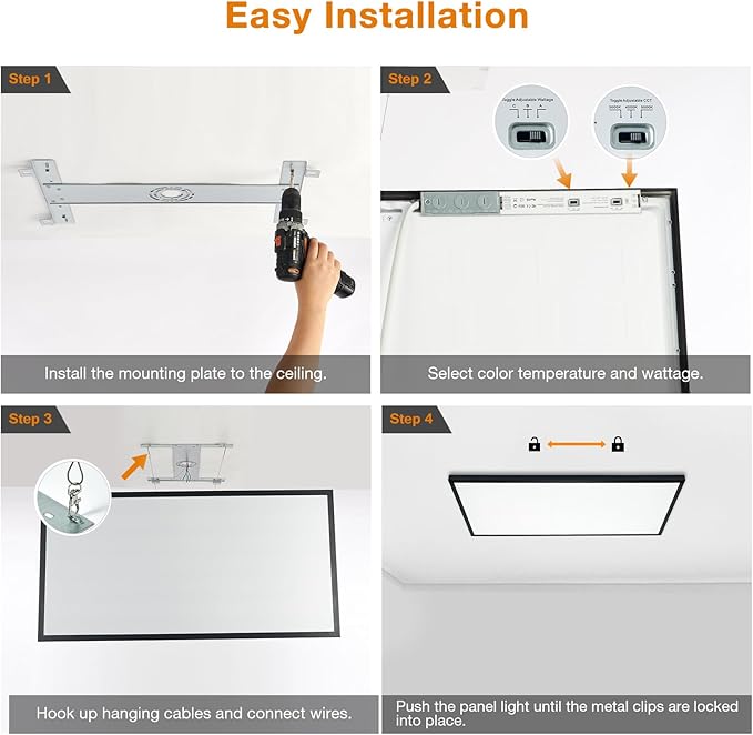 Mcacggo Black 2x4 FT LED Flat Panel Light Surface Mount 2 Pack, 0-10V Dimmable - Image 8