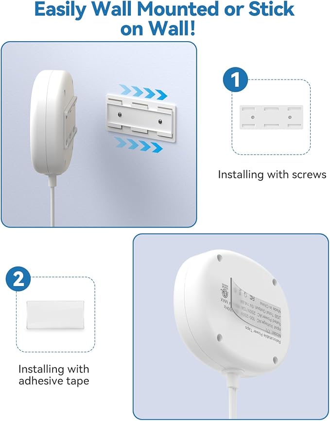 Power Outlet Relocator with Adhesive- 5 FT, 1625W Wall Mounted Extension Cord - Image 3
