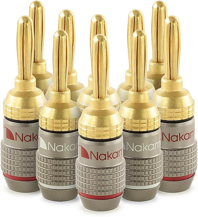 Nakamichi FanLock Excel Series 24k Gold Plated Banana Plugs 10 AWG by Nakamichi