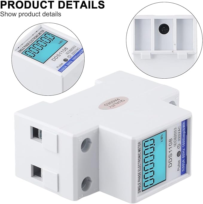 Digital Energy Meter LCD Display 50A 60A Single Phase Power Monitor Electric - Image 8