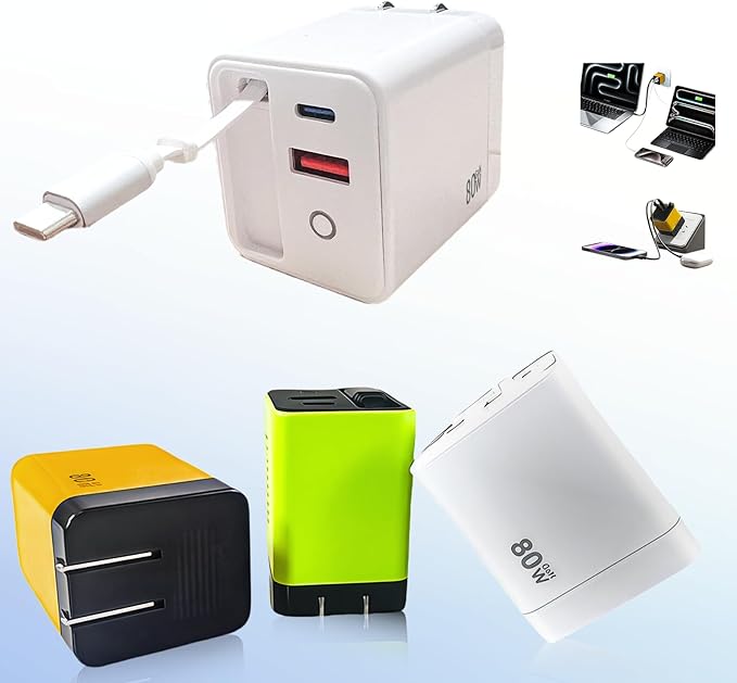 Tobre 3 in 1 GaN Charger, Scalable 80W Max Fast Charging Block by WOTEREVO