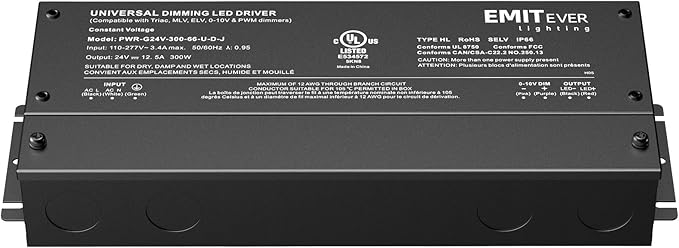 EMITEVER Dimmable Led Driver, 300W AC 110V-277V to DC 24V Transformer, 5-in-1 - Image 7