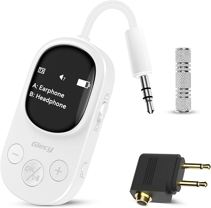Giecy Airplane Bluetooth 5.3 Transmitter Receiver Adapter, Supports 2 AirPods by GiecyOfficeAccessories