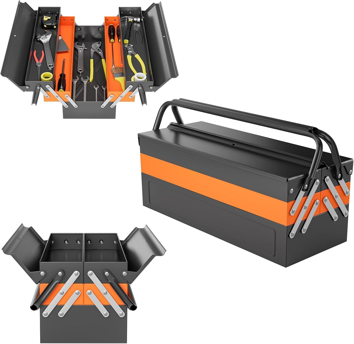 goplus 22-inch metal tool box, 3-layer 5-tray portable, main product view