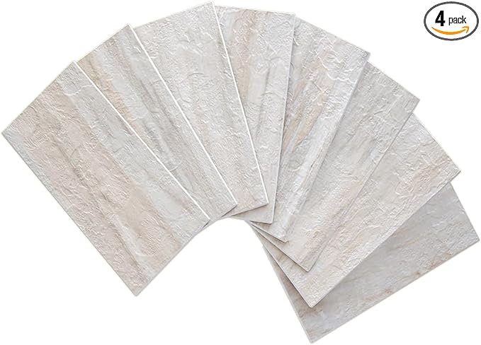 AULIGET 4-Piece Beige Slate Peel and Stick Backsplash Wall Tiles, Laundry Room by AULIGET