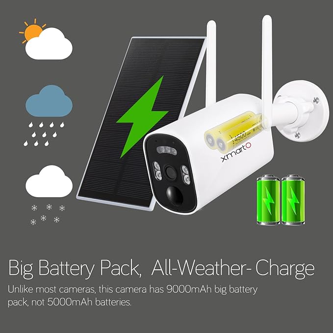 xmartO 100% Wire-Free Solar PTZ Home Security Camera System Wireless, 4-Set 2K - Image 4