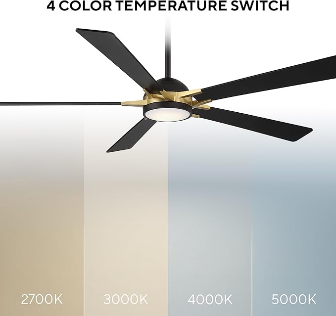 Rotary Indoor and Outdoor 5-Blade 65in Smart Home Ceiling Fan in Matte Black - Image 3