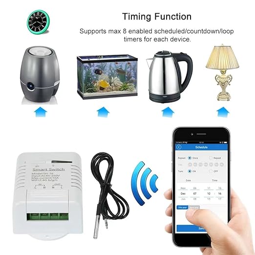 Yitouniu EWeLink Wireless Remote TH16 Switch WiFi Smart 16A Temperature - Image 6