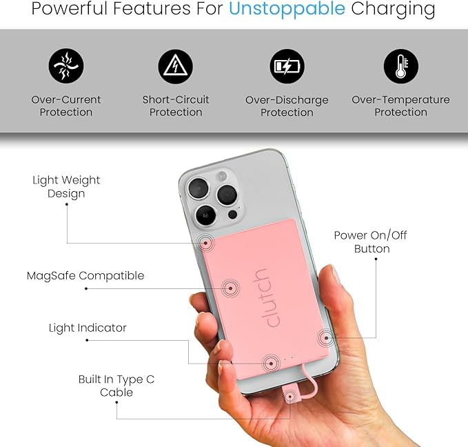 Clutch - Pro USB-C Portable Charger - Compatible - Power Bank Magnetic Battery - Image 4