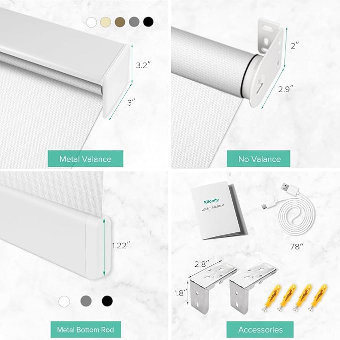 Kilonity Motorized Roller Shades, Light Filtering Remote Control Custom Window - Image 6