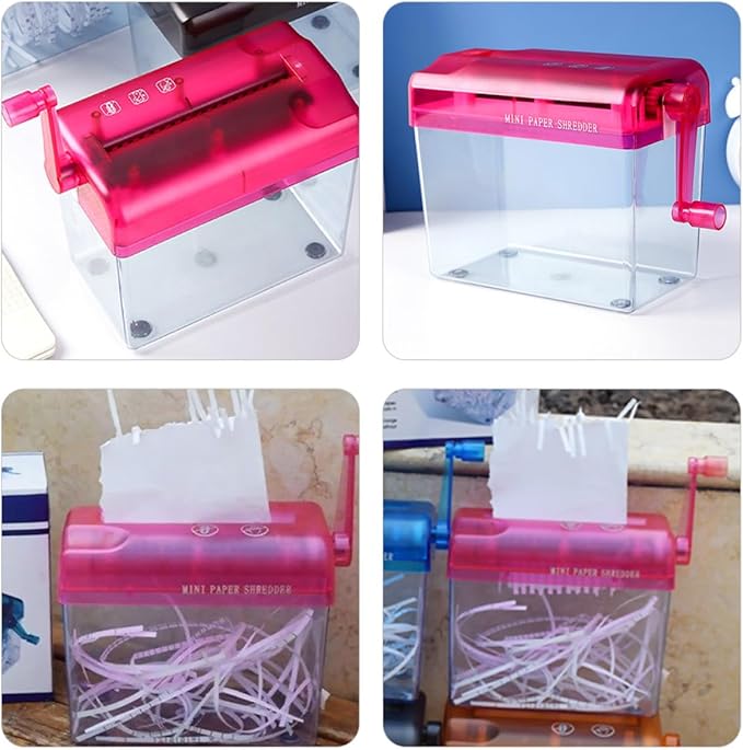 Healvian Manual Paper Shredder Small Desktop Handheld Red Compact Office and - Image 3